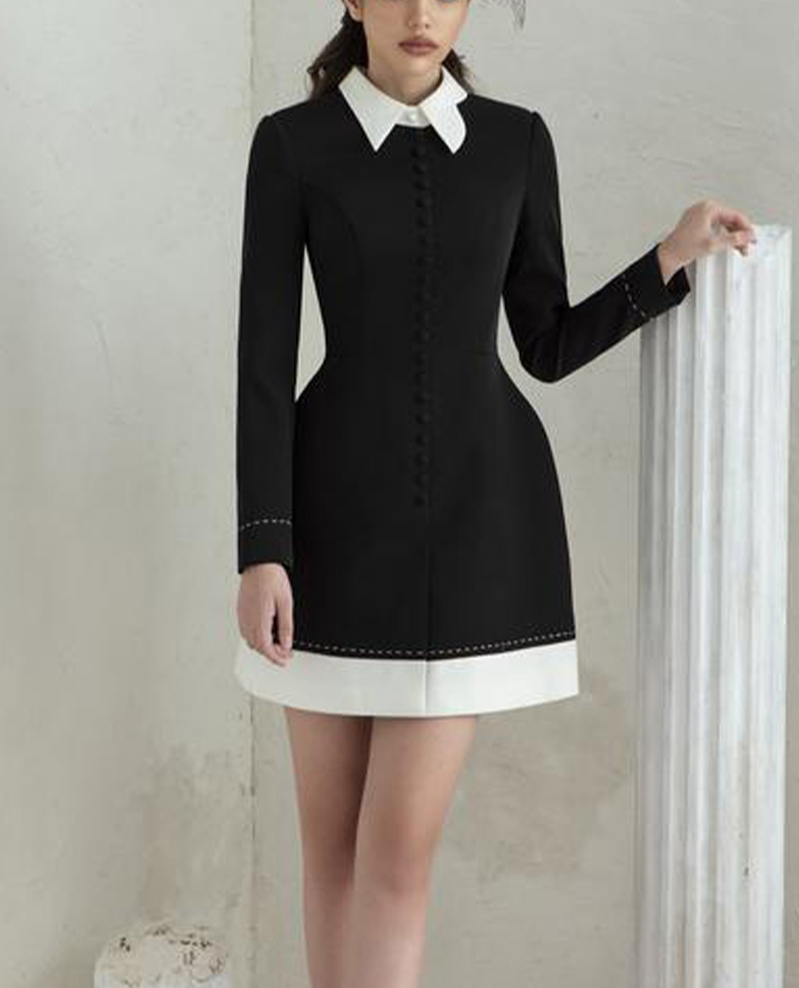 Formal Dress Female - テーラーショップリトルブラックドレスブラックドレスレトロスリムで薄い黒人女性のライト高級ドレスセミフォーマルドレス