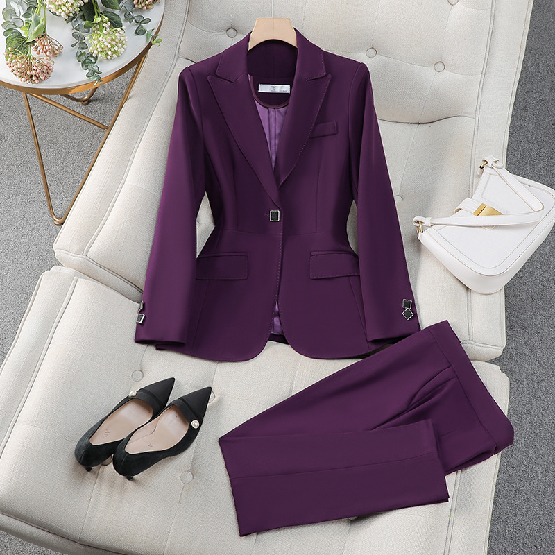 High End Women'S Formal Wear - ハイエンドプロフェッショナルスーツ女性春秋長袖ブレザーとズボンツーピースセット新しいプロフェッショナルスーツフォーマルウェア