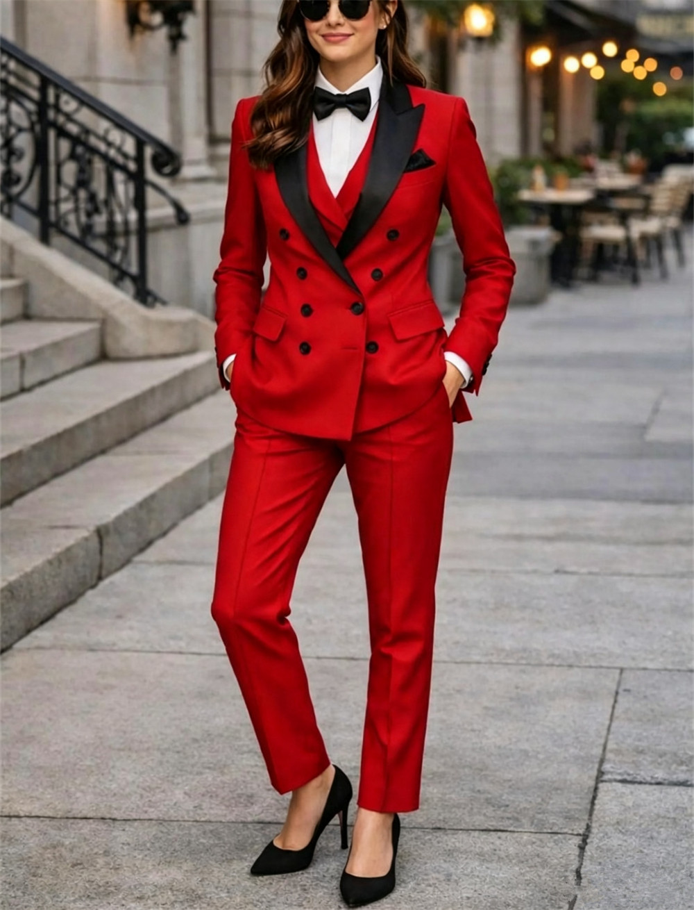 Women Formal Wear Tailor - ダブルブレストの女性用スーツ 3 ピース テーラーメイド ペイントスーツ 女性用スーツ