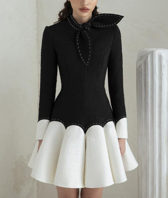 Formal Dress Female - テーラーショップリトルブラックドレスブラックホワイトふくらん女性ライト高級ドレスセミフォーマルドレスプリンセスドレスブラックホワイトドレス
