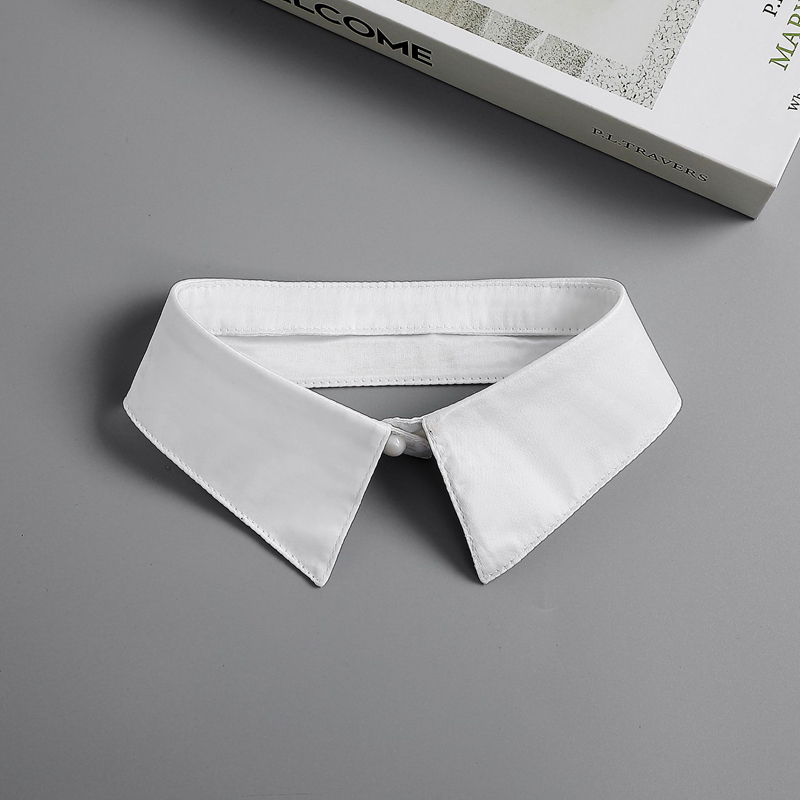 Women Formal Wear White Shirt - 女性のスタイリッシュな取り外し可能なスタンド偽襟ビジネスウェアソリッドカラーネックカラーコスチュームシャツブラウスフォーマルブラックホワイトラペル