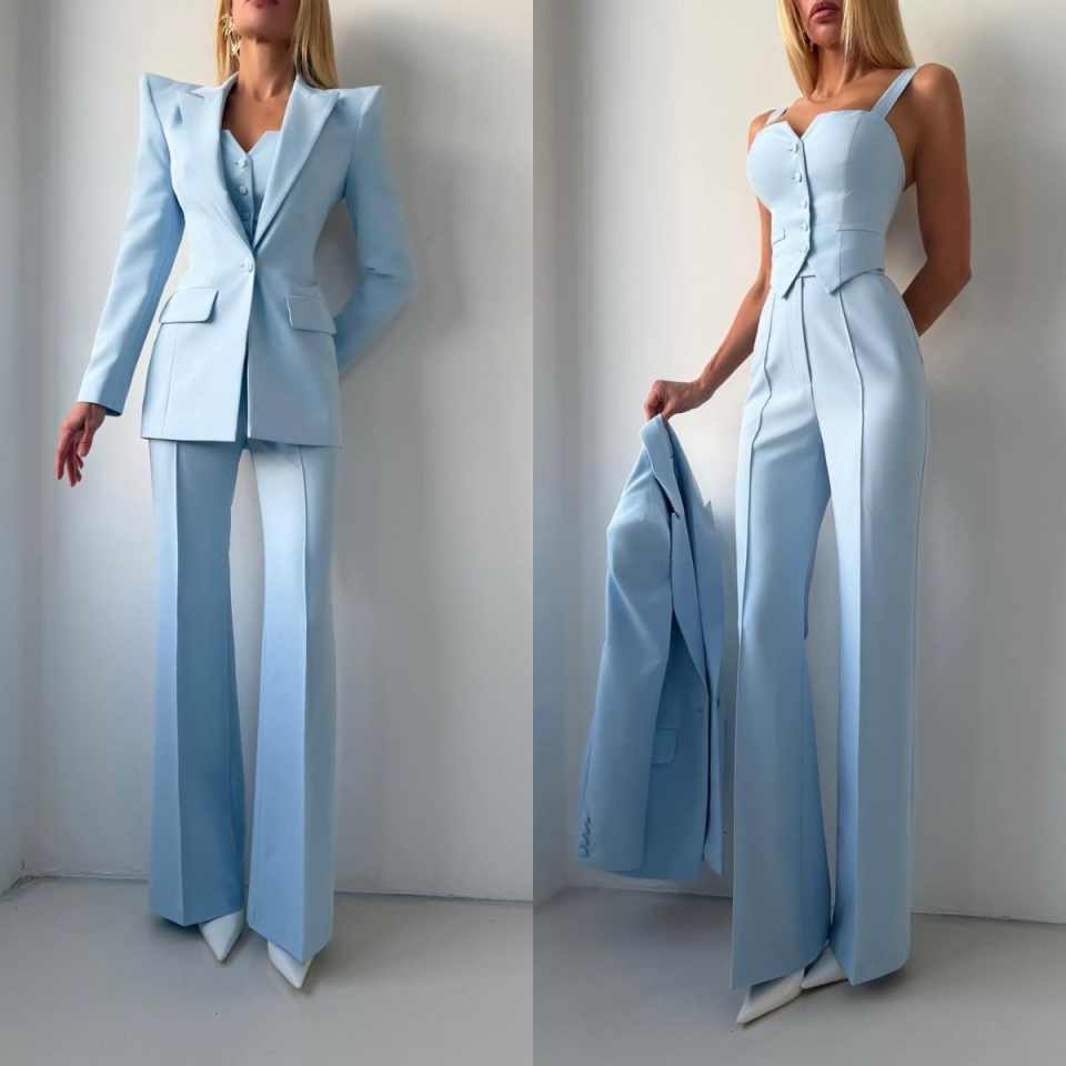 Women Formal Wear For Graduation - フォーマルな働く女性向けブレザーセット、カスタマイズされた女子プロム、イブニングゲストフォーマルウェア、写真撮影用3ピース、卒業式用