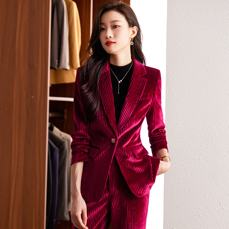 秋冬向けレディースベルベットブレザー、エレガントなフォーマル - High End Women'S Formal Wear のレビューと価格