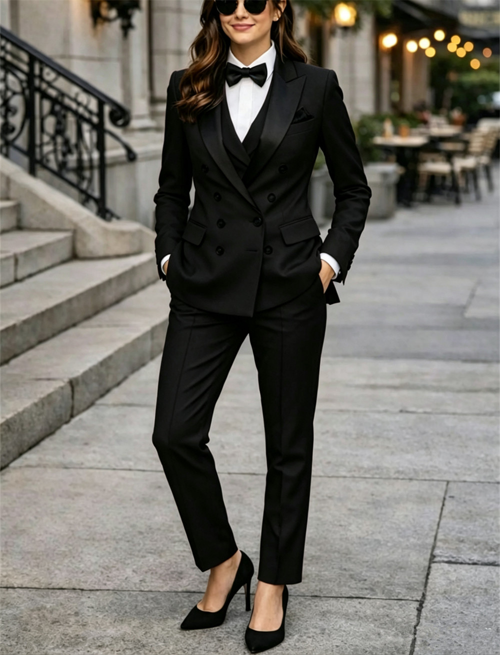 ダブルブレストの女性用スーツ 3 ピース テーラーメイド ペ - Women Formal Wear Tailor のレビューと価格