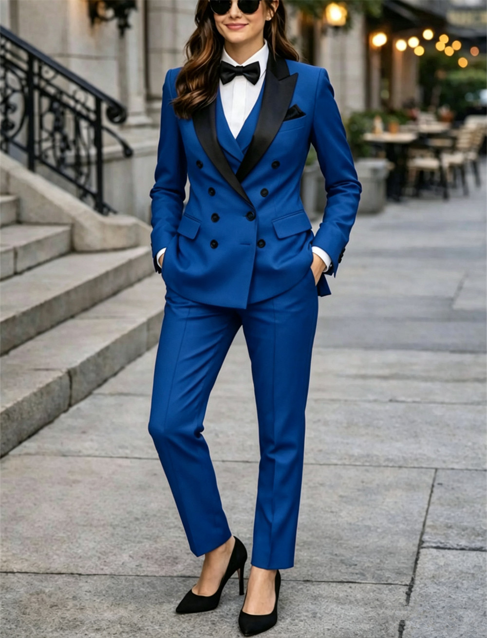 ダブルブレストの女性用スーツ 3 ピース テーラーメイド ペ - Women Formal Wear Tailor のレビューと価格