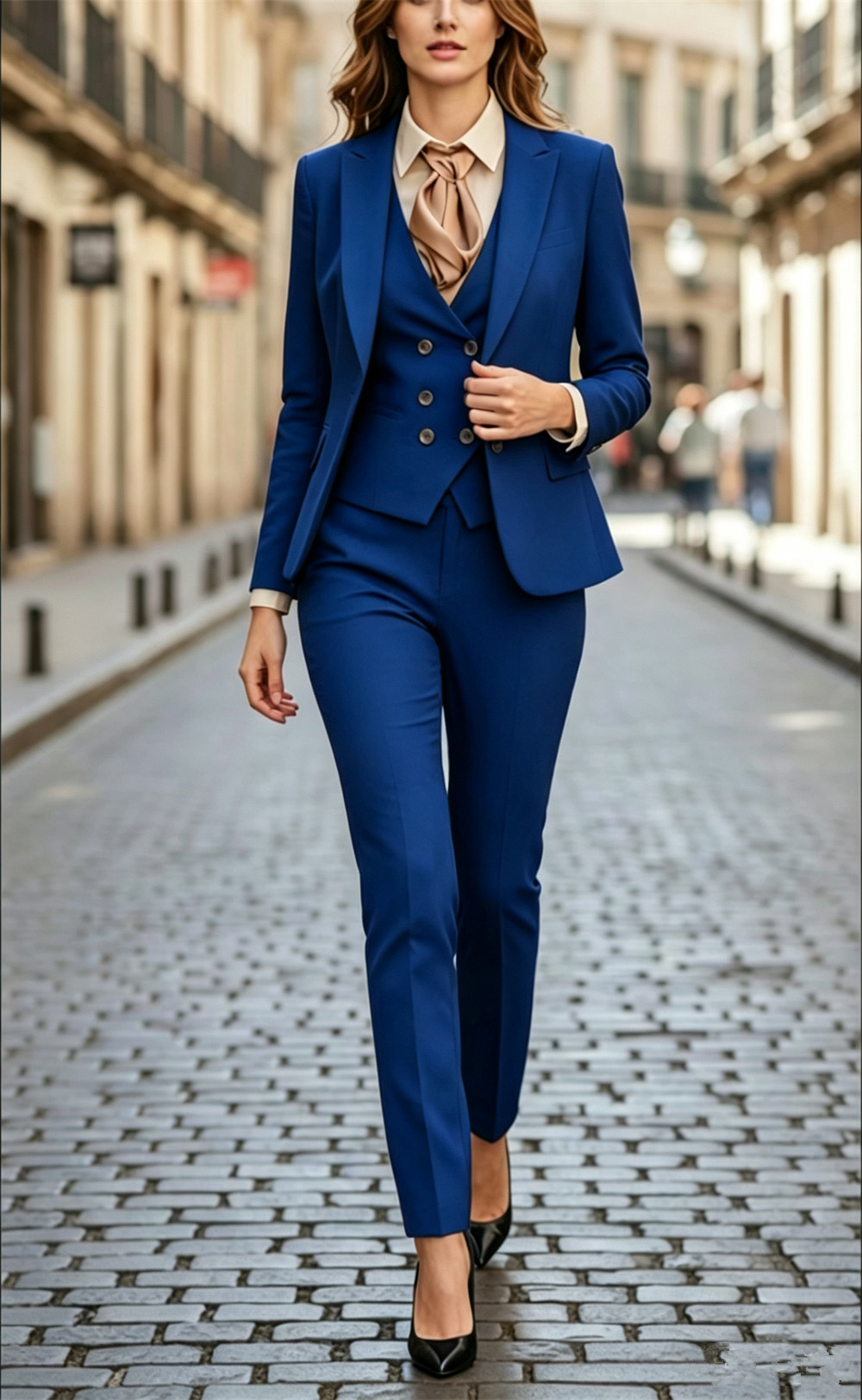 女性用ブラック3ピーススーツセット高級仕立てブレザーベストと - Women Formal Wear Tailor のレビューと価格