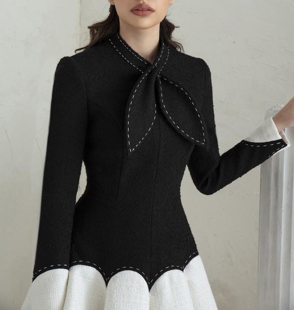 テーラーショップリトルブラックドレスブラックホワイトふくらん - Formal Dress Female のレビューと価格