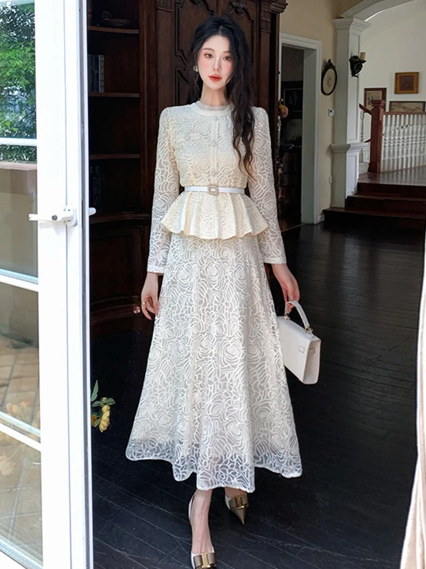 フォーマルな高級イブニングレースツーピースドレスセット レデ - Formal Dress Female のレビューと価格