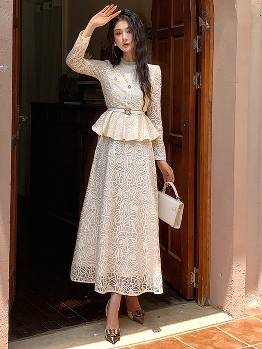 フォーマルな高級イブニングレースツーピースドレスセット レデ - Formal Dress Female のレビューと価格