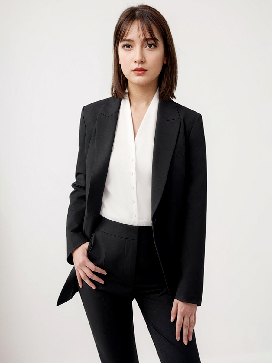 黒のシングルボタンブレザーとパンツセット,フォーマルウェア, - Women Luxury Formal Wear のレビューと価格