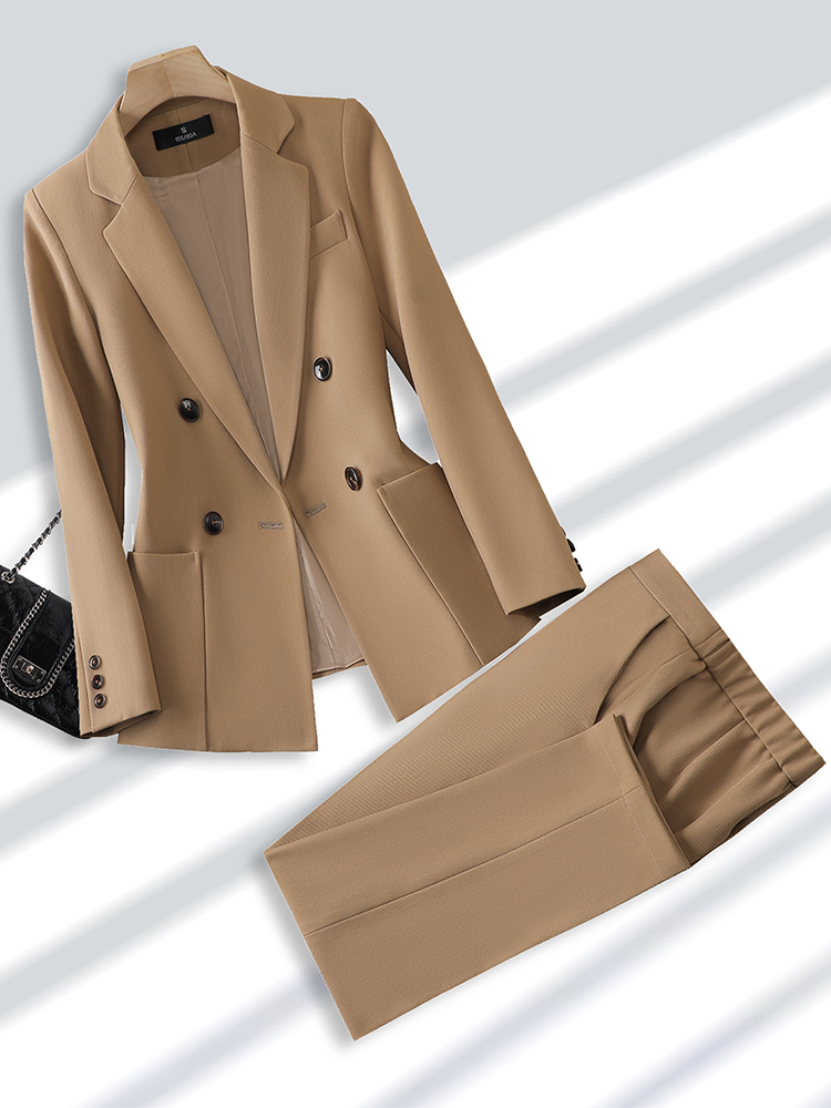 レディース2ピースビジネススーツセット、ポケット付きダブルブ - Women Formal Wear Tailor のレビューと価格