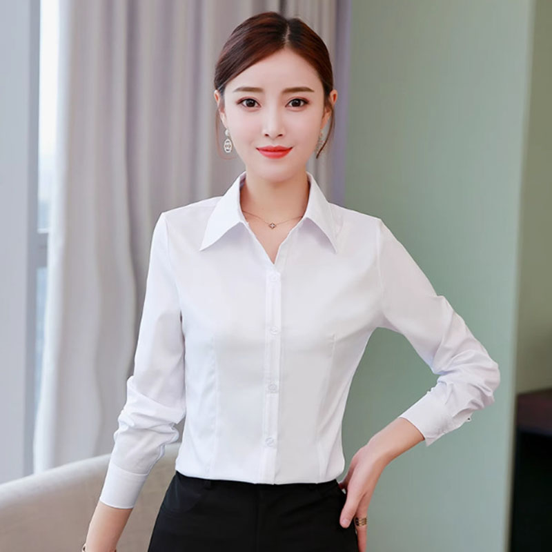 ホワイトスリムフィットフォーマルオフィスレディースシャツ 韓 - Women Formal Wear White Shirt のレビューと価格
