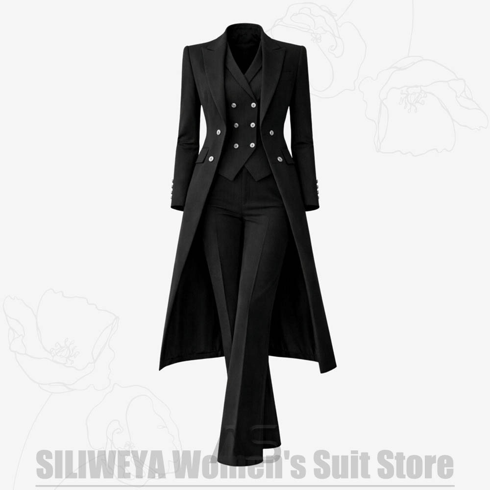 レディーススーツ 3ピース ダブルブレスト ロングコート ベ - Women Luxury Formal Wear のレビューと価格