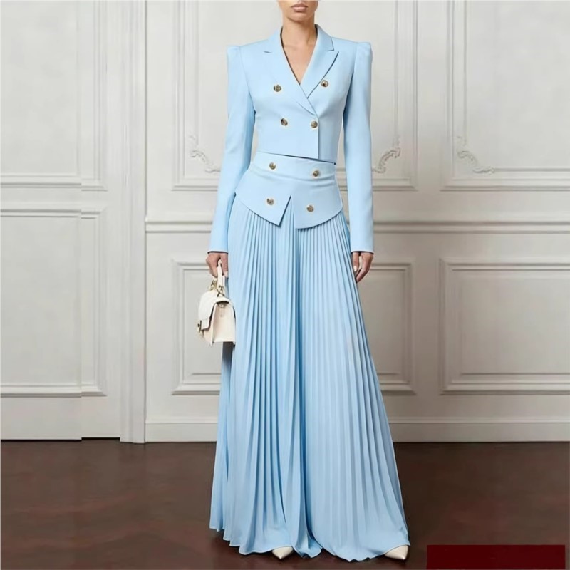 エレガントな気質の2ピースセット、ラペルボタンブレザーコート - Formal Attire Woman のレビューと価格