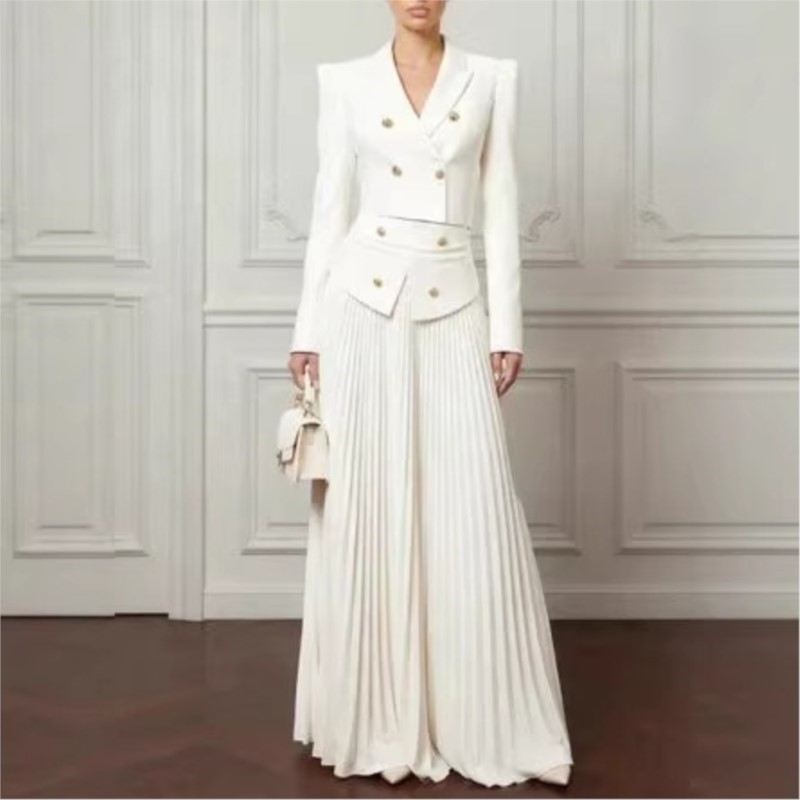 エレガントな気質の2ピースセット、ラペルボタンブレザーコート - Formal Attire Woman のレビューと価格