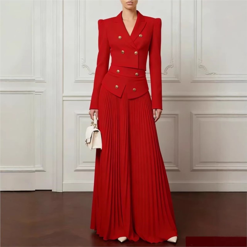 エレガントな気質の2ピースセット、ラペルボタンブレザーコート - Formal Attire Woman のレビューと価格