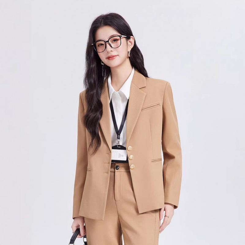 カーキ色の女性用スーツセット、高級感のあるカジュアルビジネス - High End Women'S Formal Wear のレビューと価格
