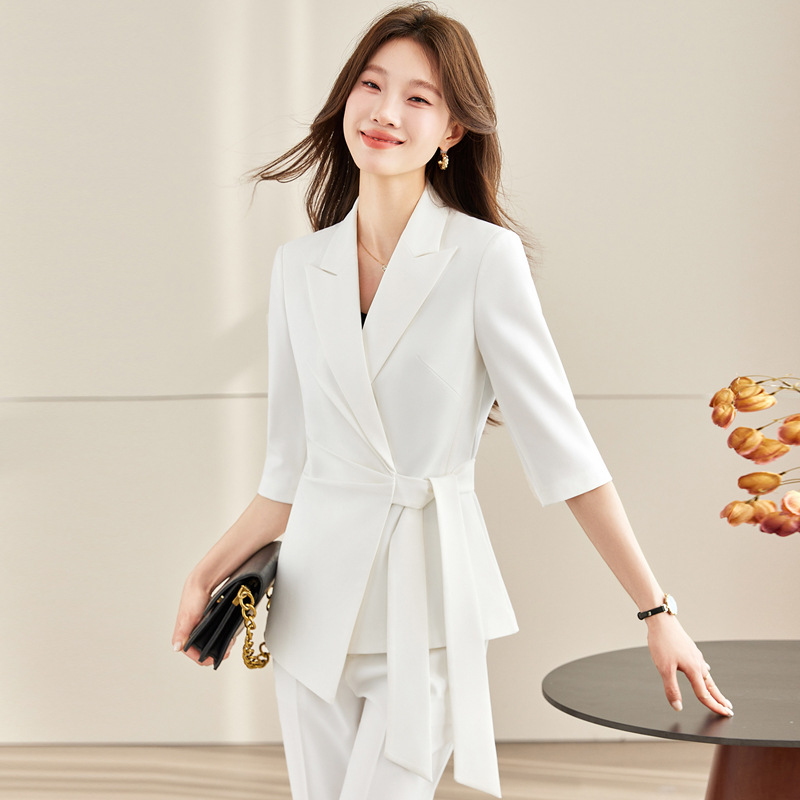 女性用ホワイトレースアップスーツ2026新作春夏プロフェッシ - Women Formal Wear White Shirt のレビューと価格