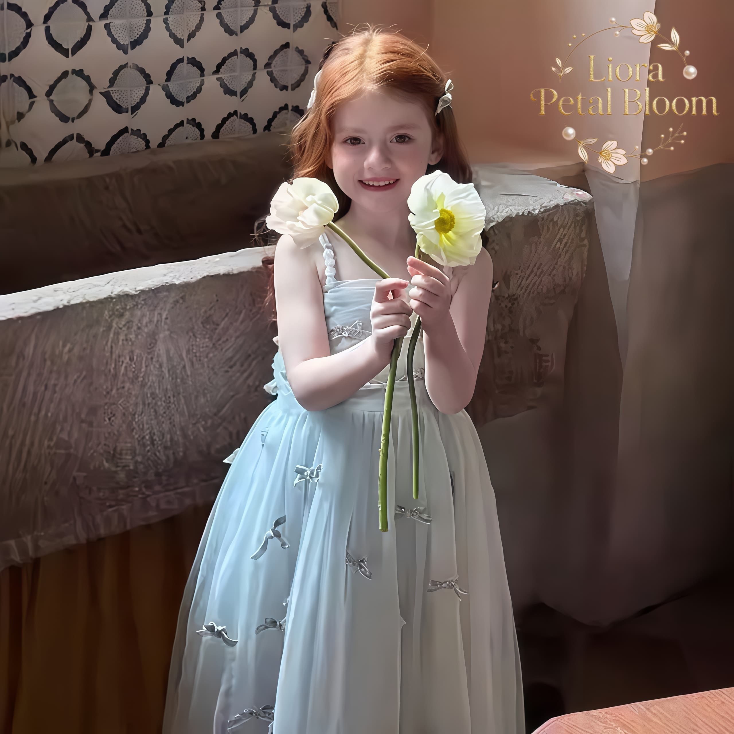 女の子用ブルーリボンアクセントドレス 女の子用絶妙なフォーマ - Formal Attire Woman のレビューと価格